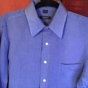 DKNY MENS BLUE WOVEN SHIRT SIZE L